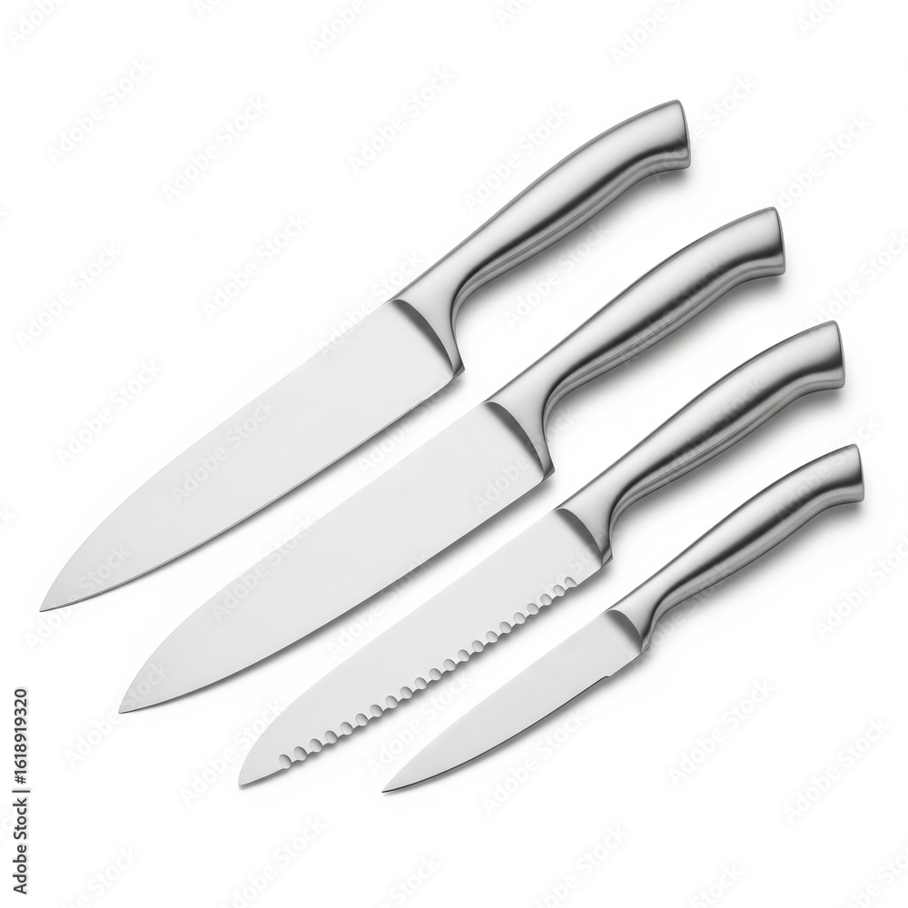 Fototapeta premium Essential Kitchen Knife Collection: Sharp Stainless Steel Blades for Every Culinary Need