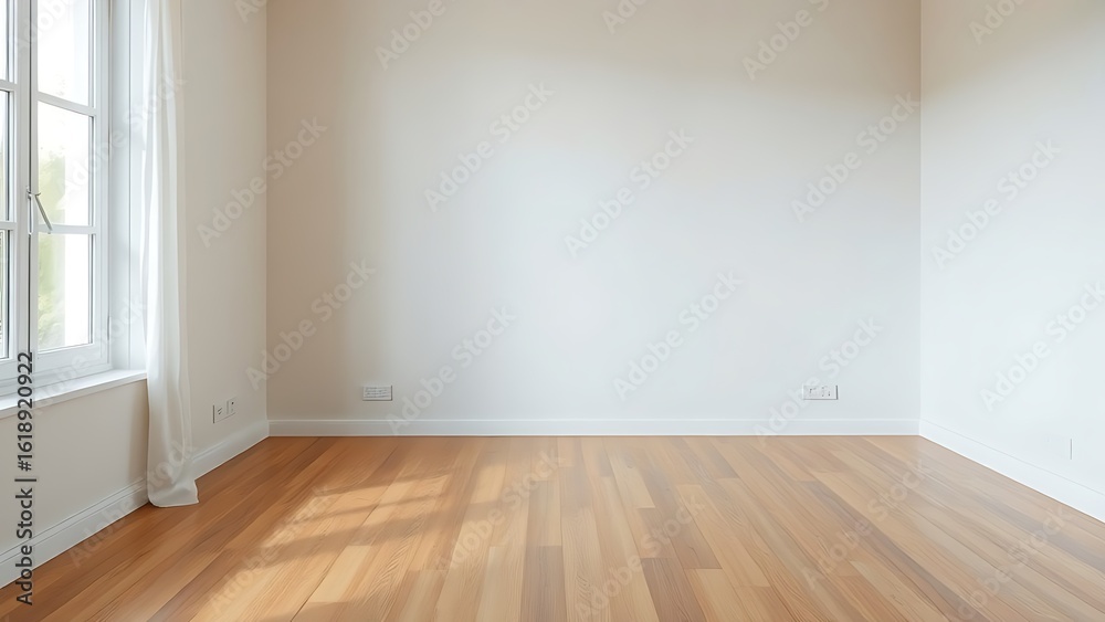 Fototapeta premium A serene minimalist living room corner with wooden accents, showcasing simplicity and elegance.