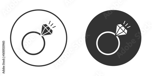 Diamond ring icon, flat vector simple element illustration from editable concept