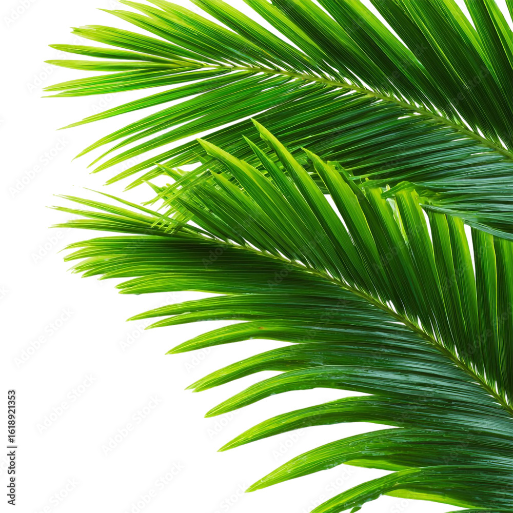 Fototapeta premium Lush Green Palm Leaf Close-Up – Nature Botanical Element