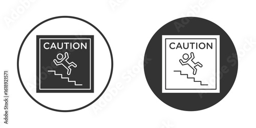 Caution stairway signs, flat vector simple element illustration from editable concept