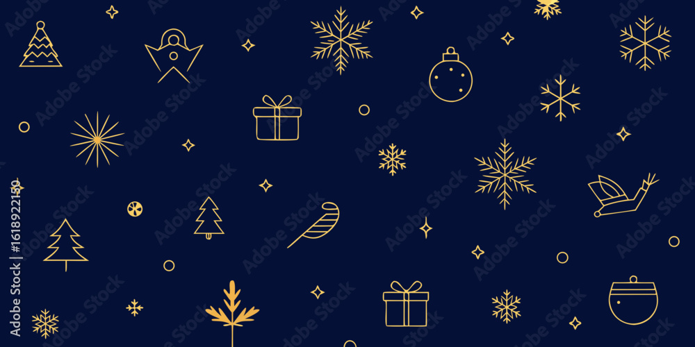 Fototapeta premium Seamless pattern with Christmas trees and stars, perfect for a winter holiday or New Year's celebration design