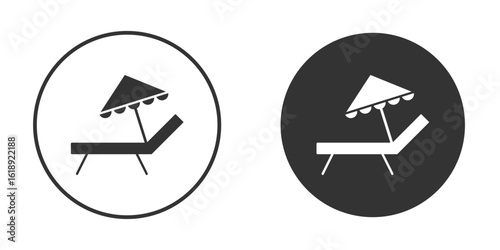 Beach chair with umbrella icon, flat vector simple element illustration from editable concept