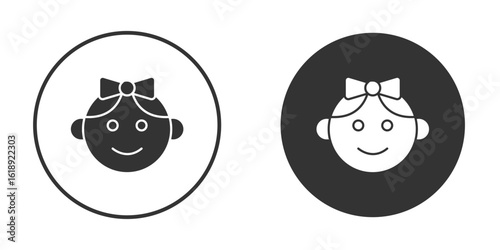 Baby girl face icon, flat vector simple element illustration from editable concept