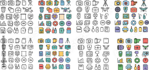 HandDrawn Photography and Videography Icon Set Collection.