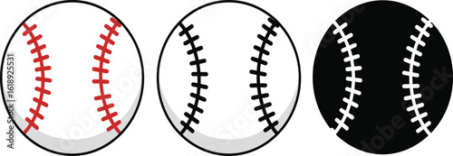 Baseball Balls Vector Illustration in Different Styles on transparent background