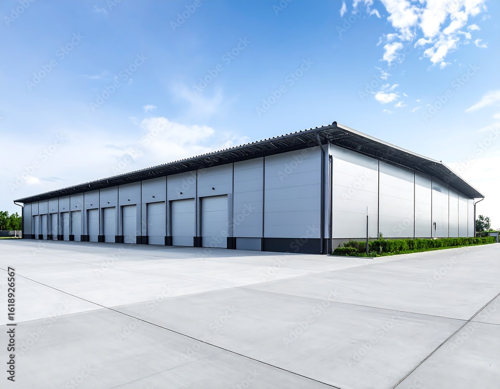 Obraz premium Modern warehouse under a clear sky