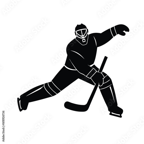 
Hockey Goalie in Save Position – Vector Silhouette Illustration