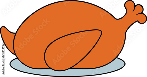 roasted turkey clipart vector illustration on transparent background