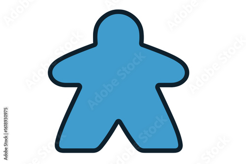 Vector illustration of a blue meeple game piece