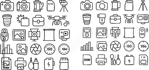 Photography Equipment and Accessories Icons Set 2.