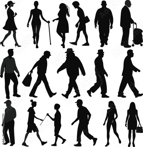 Man silhouette set bundle vector design with editable white background
