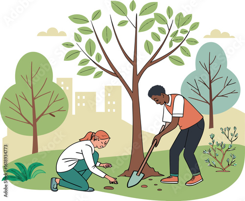Tree Planting Awareness Illustration | Illustration for Tree Awareness Day