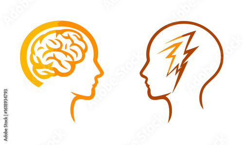 Modern illustration of stroke brain icons isolated on a white background