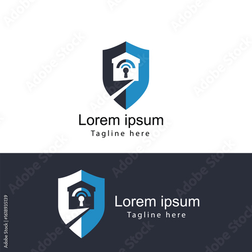 Free Download Smart Home Security Logo Design with Shield and House Icon for Modern Technology Company Branding Solutions - GFXLoad