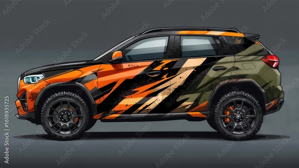 Naklejka premium SUV with aggressive graphic wrap