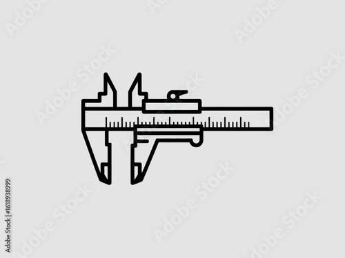 caliper, vernier, measurement, tool, icon, vector, scale, precision, ruler, engineering, instrument, gauge, outline, silhouette, mechanic, length, metalwork, device, industrial, equipment, technical, 
