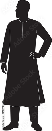 Man wearing traditional attire looking sideways silhouette clothing