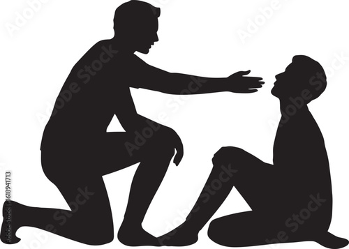 Silhouette of a Person Comforting Another, Illustrating Empathy, Support, and Compassion