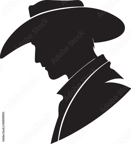 Cowboy with his hat silhouette