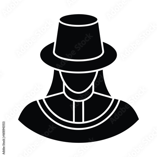 pilgrim bonnet icon black filled shape side.eps