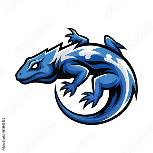 Electric Blue Lizard Mascot Logo Design with a Dynamic Wavy Pattern