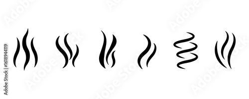 Smoke Icon Set. Smells Icon. Hot Steam Symbol. Aromas Vaporize Icons. Fire Icon. Vector Illustration Design