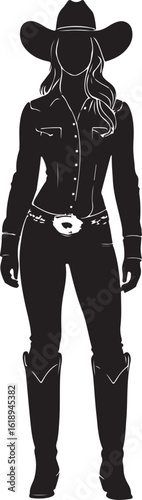 Cowgirl with hat and boots silhouette