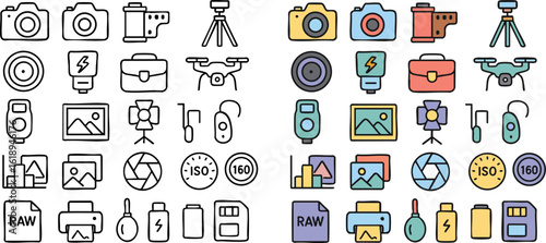Photography Equipment Icons Set 2.
