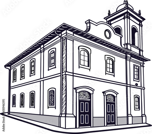 vector illustration of a building on white background 