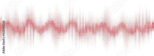 Abstract Red Digital Waveform Resembling a Heartbeat or Sound Pulse on a White Background
