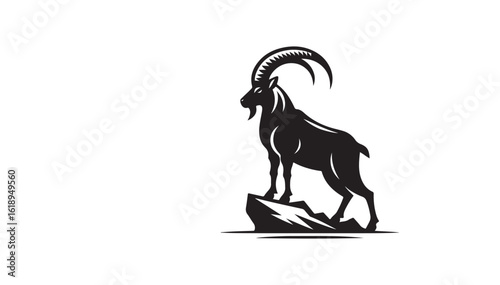 Mountain Goat Ibex Silhouette Standing on Cliff