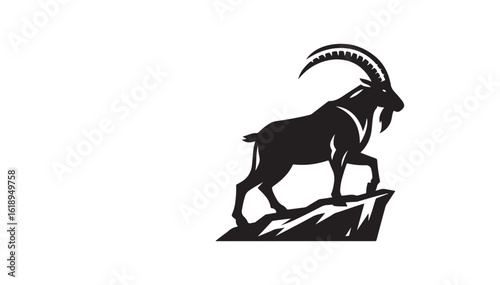 Mountain Goat Ibex Silhouette Standing on Cliff