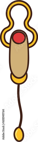 Detailed illustration of a magnetic contraceptive iud with a golden accent