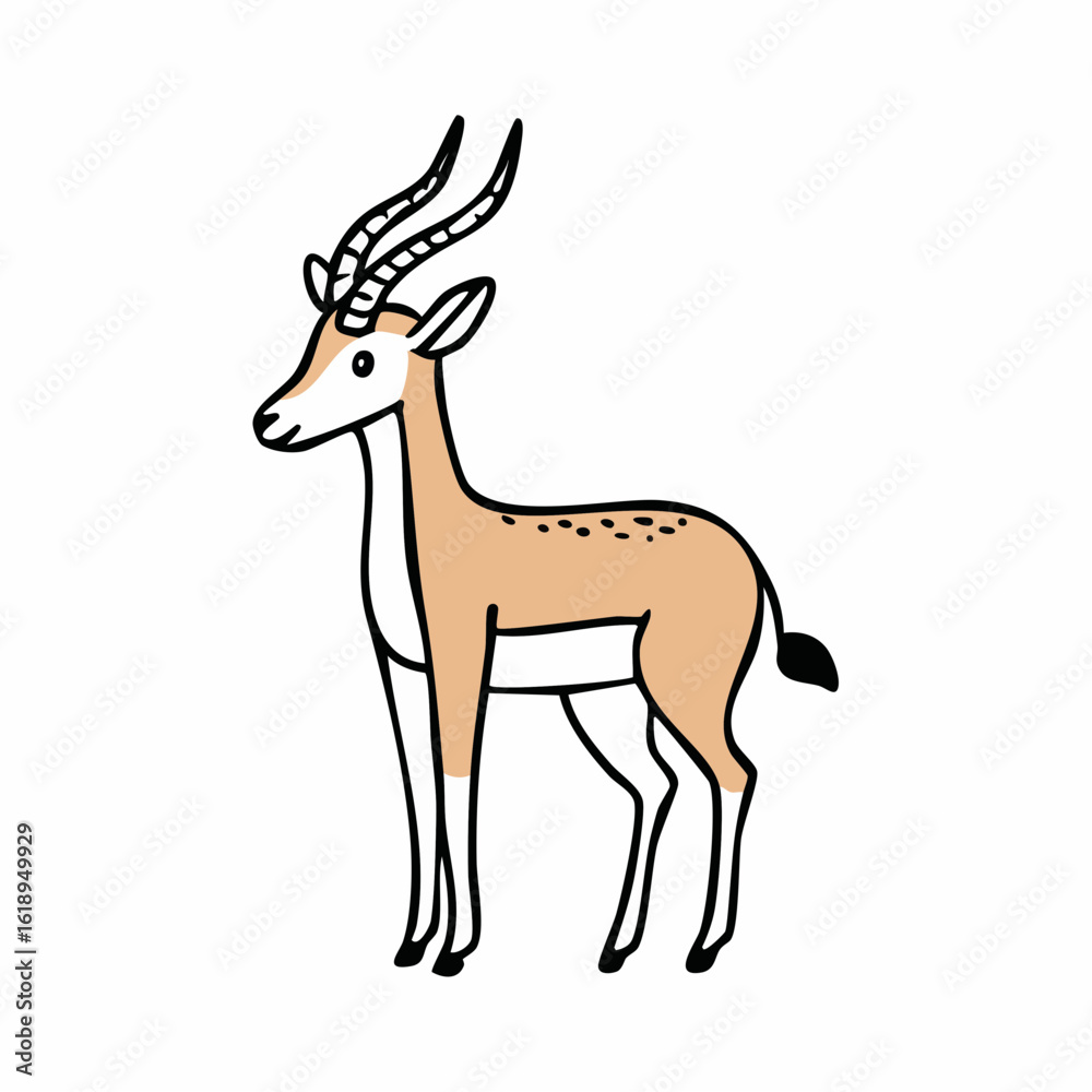 Fototapeta premium drawn antelope icon in doodle style. Mark point icon design collection for animal design element
