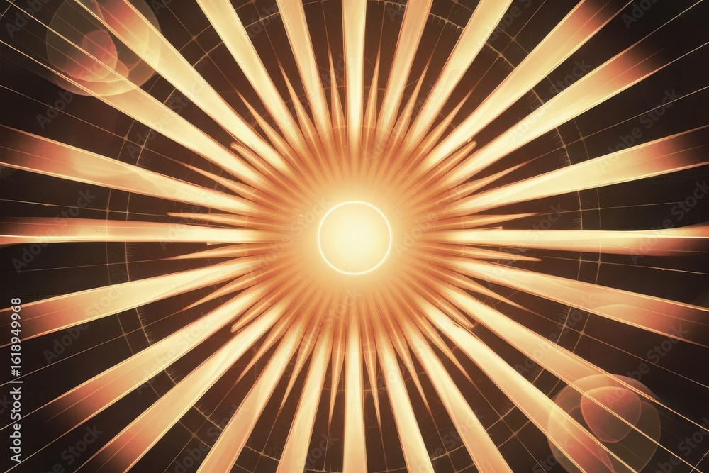 Obraz premium Radiant burst of golden light emanating from a central glow