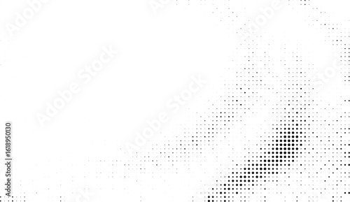 Abstract Monochrome Halftone Dot Pattern with a Concentrated Corner Gradient and Fading Effect