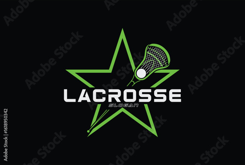 Lacrosse badge logo vector with star.