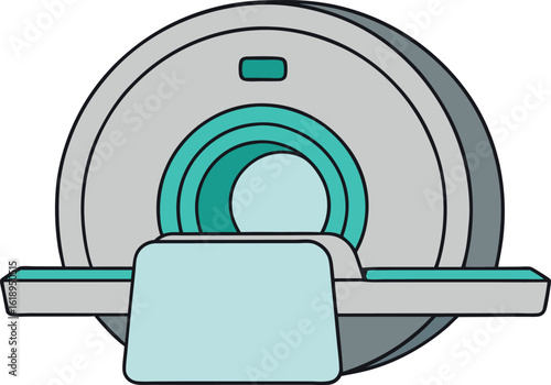 Modern mri scanner illustration in cool grays with teal accent details