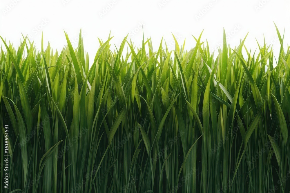 Obraz premium Vibrant green grass blades reaching towards a bright white sky