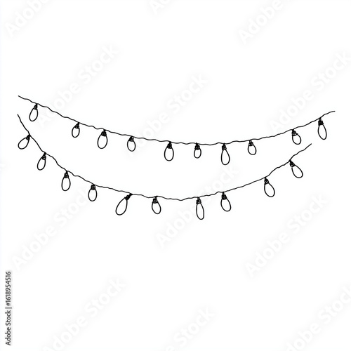 drawing of a Isolated Christmas light string, doodle style,