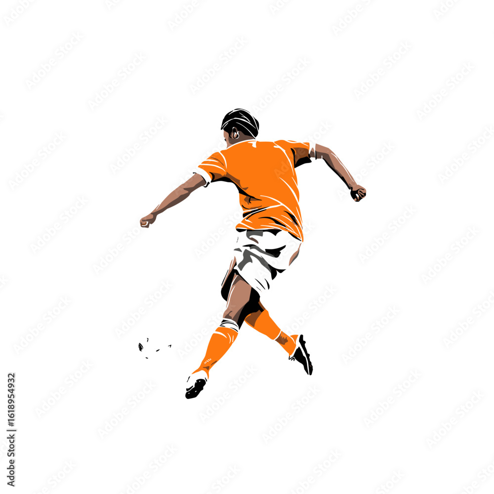 Naklejka premium A soccer player kicking a ball.