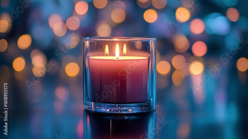 Calming Candle Flame Illuminating a Serene Atmosphere Amidst Warm Glowing Lig...