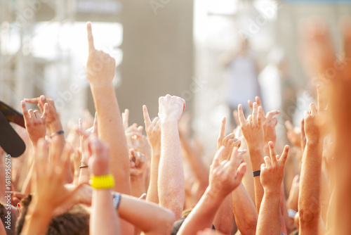 group of people hands up