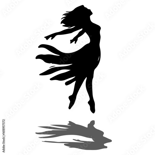 Silhouette of a dancer performing an expressive, flowing movement