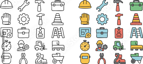 Construction and Engineering Tools Icon Set Collection.