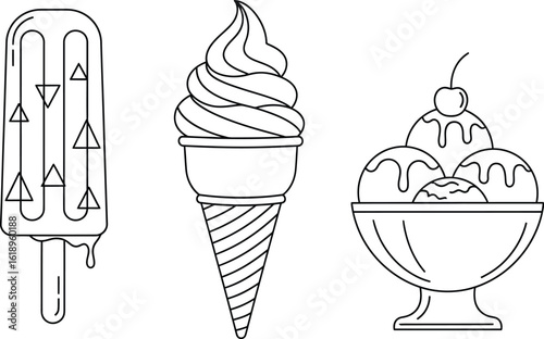 Delightful Trio of Sweet Treats An Assortment of Frozen Delights for a Hot Summer Day