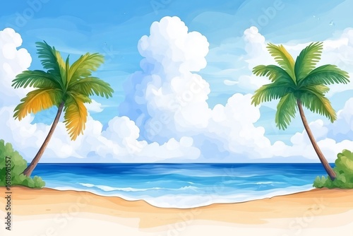 Tropical Beach Paradise: A Calm Coastal Scene