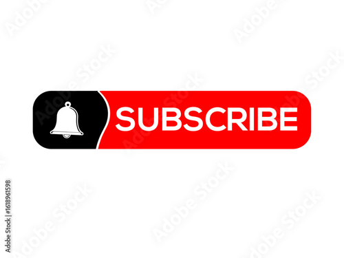 Bright Call to Action: Red Subscribe Button with Bell Icon for Social Media Engagement