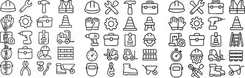 Construction and Industrial Tools Icon Set.